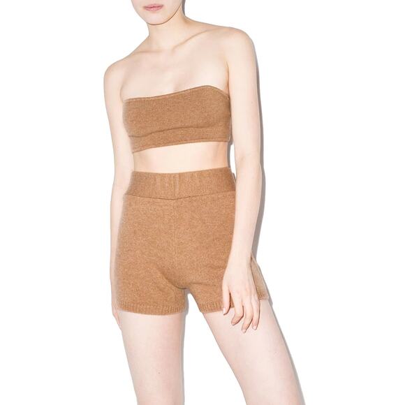 Lisa Yang Winnie Shorts Size 0 XS & Selah Bandeau Bra Size 1 S / M Walnut Camel - Picture 2 of 16
